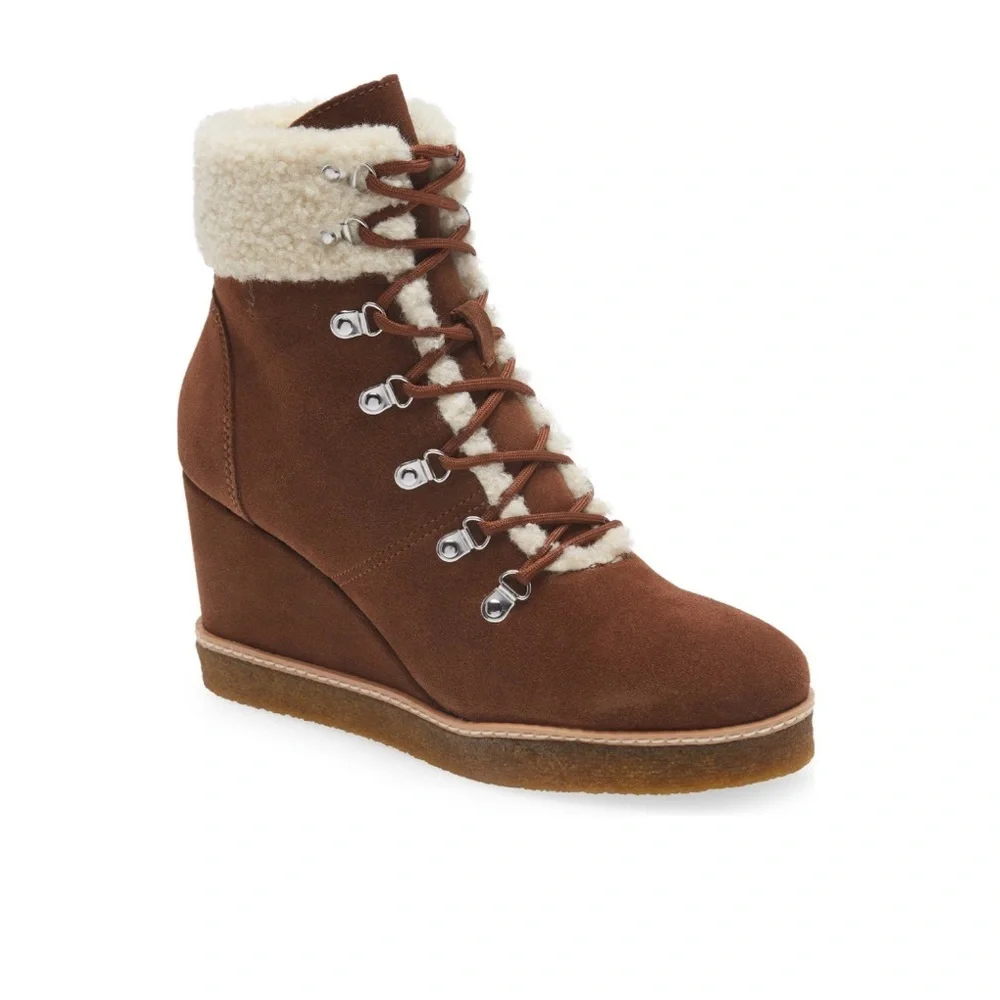 Steve Madden Marcel Wedge Suede Bootie Faux‎ Shearling